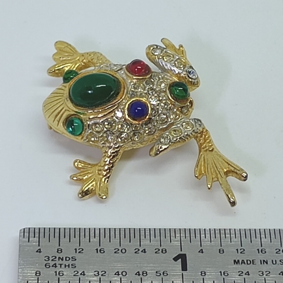 * vintage Sphinx bejeweled frog pin brooch - Picture 2 of 5